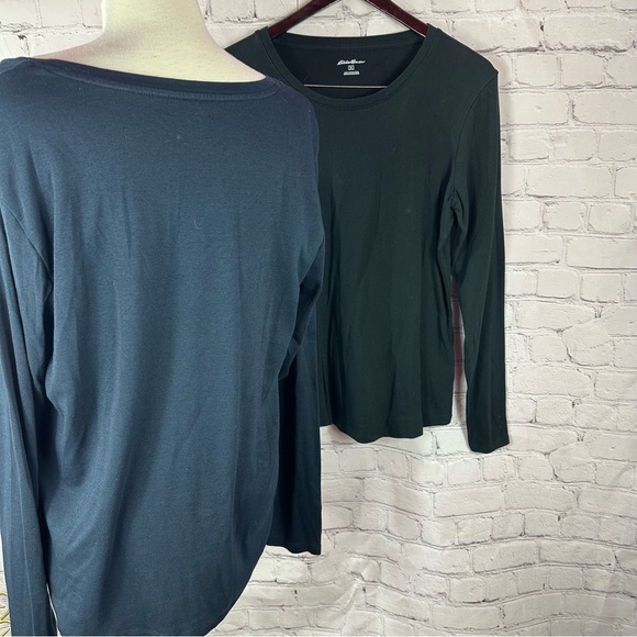 eddie bauer Women's Black Long Sleeve tee set of 2 black and navy sz xl - Picture 2 of 7